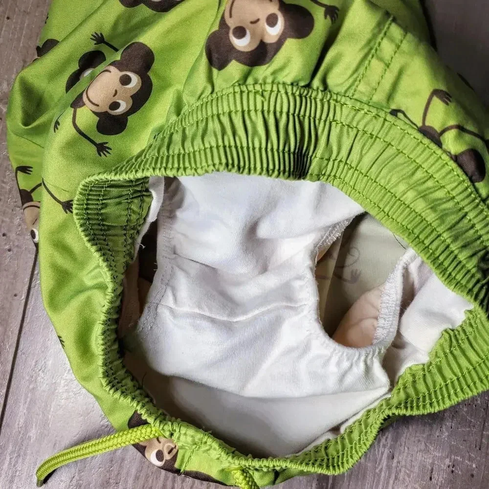 Gymboree Green Monkey Swim Trunks 6-12m EUC
